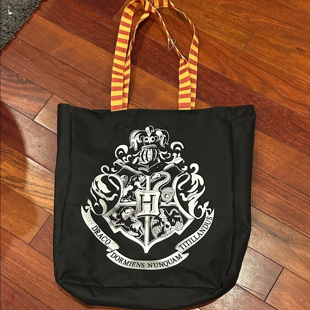 Black Hogwarts Crest Tote Bag